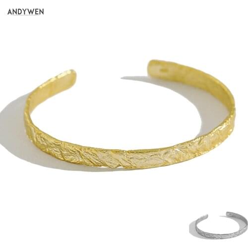 ANDYWEN 2020 925 Sterling Silver Gold 60mm Diameter Bangle Luxury Bracelet Fashion Fine Jewelry Gift 2021 Wedding Party Gift