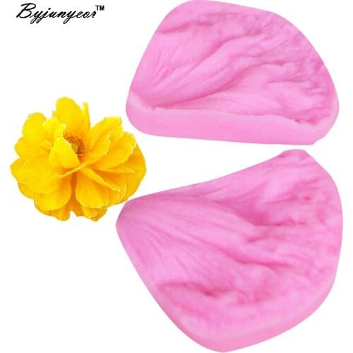Byjunyeor M465 Peony Flower Petal Silicone Cake Mold 3D Sugarcraft Fondant Cake Baking Mold Clay Cake Tools
