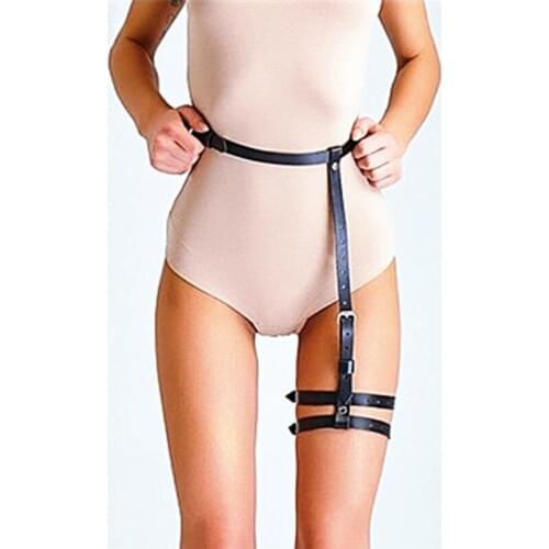 COLEMJE New Leather Single Thigh Leg Harness Punk Goth Harajuku Style Belts Garter Belt Harness Leg Straps Leg Belts