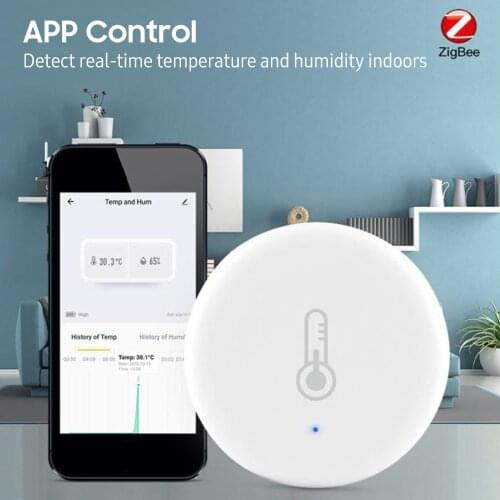 ZigBee Temperature Humidity Sensor with Alarm Function APP Control Indoor Temperature Humidity Monitor Smart Temperature Meter