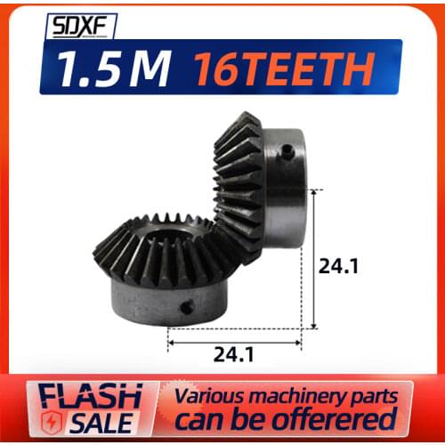 Two pieces, bevel gear 1.5M16T, precision bevel gear, factory direct sale, 45# steel, 90 degrees