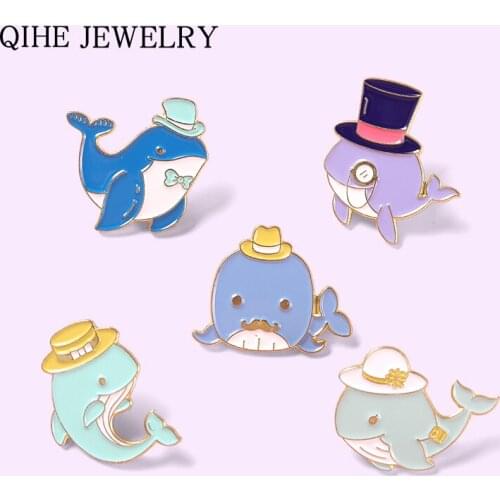Whale Shark Enamel Pins Cartoon Sea Creatures Animal Brooches Cute Backpacks Clothes Lapel Pin Badge Jewelry Gift for Friends