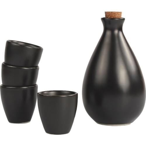 Ceramic wine pot 1 jin porcelain wine set Japanese sake pot clear wine glass bottle one pot with four cups flask for alcohol