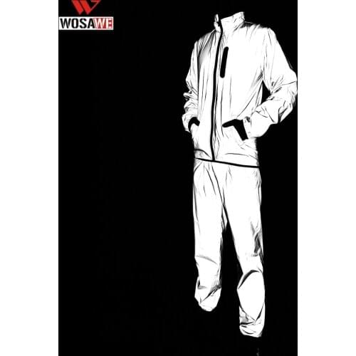 WOSAWE Full Reflective Jacket and Pants Set Motorcycle Safety Clothing Men Spring Motocross Jacket Breathable Waterproof Clothes