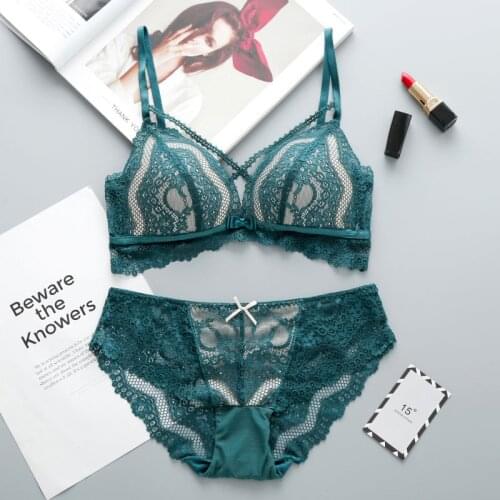 Sexy Seamless Lace Bra Panties underwear Suits Women Padded Lace Push Up Bras Set