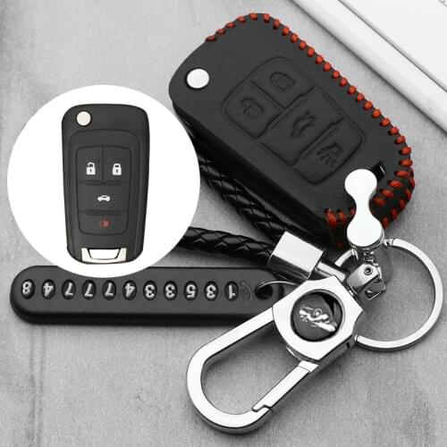 Leather Key Case for VAUXHALL OPEL Insignia Astra J Zafira C Mokka for Buick Chevrolet Car Key Fob Cover Housing 4 button