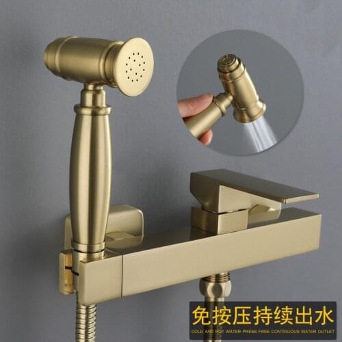 Brushed gold Bidet Douche Kraan Massief Messing Bidet Kraan Moslim Ducha Higienica Mengkraan Wc Kranen
