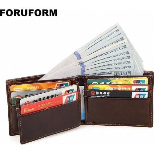 Men Purse Short Vintage Horizontal Genuine Leather Men Wallet With Coin Pocket Cowhide Male Purse European Wallet LI-1594
