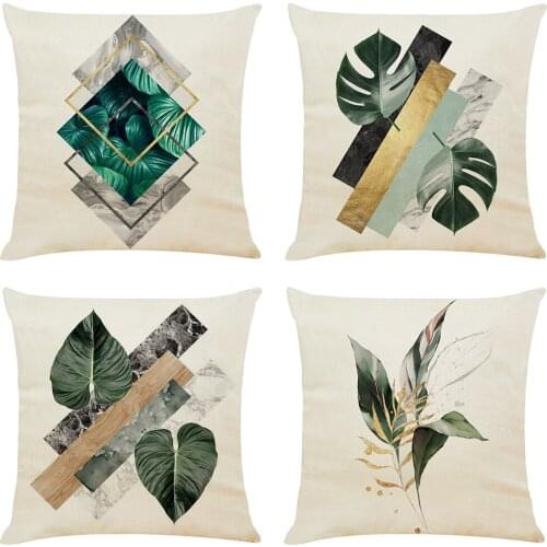 Leaf Cushion Cover Hoga Decorative Pillow funda cojines 45x45 housse de coussin Nordic Throw Pillow Cover for Sofa Car