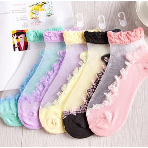 10 Pairs Chaussette Femme Sokken Women Funny Mesh Socks Cotton Sexy Meias Mulher Ladies Transparent Sox Calcetines Mujer Summer