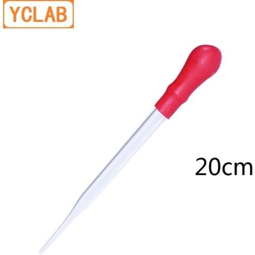YCLAB 20cm Dropping Pipette Clear Glass Straight Tip with Red Latex Rubber Nipple Chemical Experiment Essential Oil Makeup
