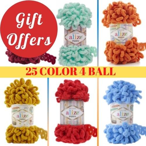 Alize Puffy 5 Ball Finger Knitting Yarn, 100 grams 9 meters, Thread Acrylic, Autumn / Winter Season, Crochet, Clothes, Sport, Cardigan, Blanket, Quality, Hobby, Knit, Packs, Palmie Store, Made In Turkey – DIY