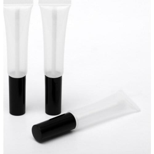 Empty 15ML Lipgloss Squeeze Tube Clear Plastic Cosmetic Lipstick Lip Balm Container Refillable Squeeze Lip Gloss Tube With Wand