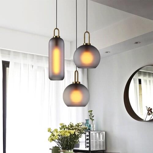 Postmodern retro lights hanging lamp Luxury Restaurant Nordic Ball Single glass pendant light Bar Bedroom Bedside lounge light