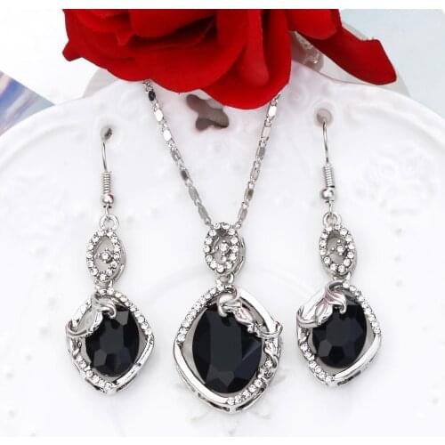 ZOSHI Luxury Wedding Jewelry Sets Big Crystal Fashion Jewelry Set For Women Silver Plated Necklace Earrings Set Gifts