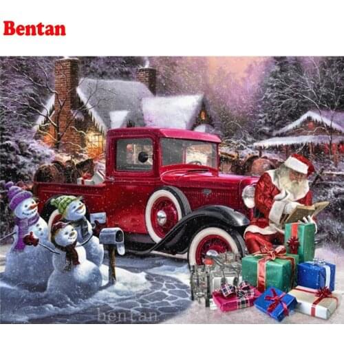 Christmas Gift Car Snowman Picture 5D diamond painting Full Square Round Drill puzzle Diamond embroidery Mosaic Kit cross stitch