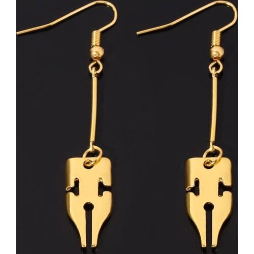 JOJOS Bizarre Adventure Earrings for Women Rohan Kishibe Pen Earring Jewelry Written Pen Nib Writer Drop Earring Men Cosply