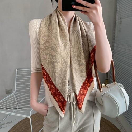 2021 new spring women scarf quality shawl silk fashion scarf headscarf beach sunscreen bag headscarf scarf 90cm*90cm
