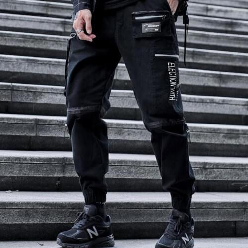Techwear Streetwear Cargo Pants Men Black Loose Joggers Harem Oversized Sport Harajuku Punk Casual Multi Pockets Hip Hop Trouser