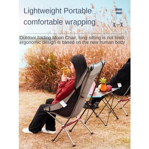 Outdoor Folding Chair Portable Leisure Wild Beach Camping Sketch Fishing Backrest Chair Small Folding Stool Moon Chair