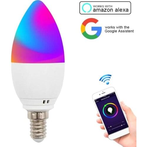 LED candle light E14 LED Bulb Light 5W 7W 9W Flame Bombilla Led Candle Lamp Ampoule led Chandelier Crystal Led Smart Wifi Bulb