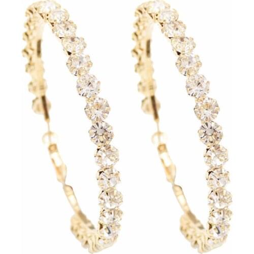 Gorgeous Crystal Rhinestone Big Circle Hoop Earrings for Women Bohemian Summer Beach Bridal Brincos Wedding Party Jewelry Gift