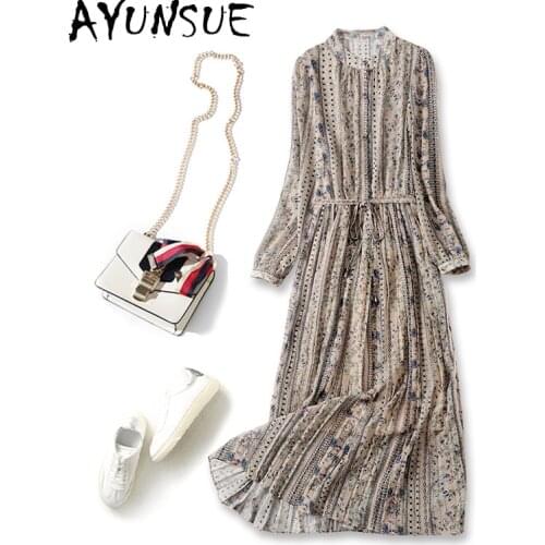 AYUNSUE Vintage Womens Dress Floral Elegant Dress Female Long Sleeve Dresses for Women Casual Spring Autumn 2021 Vestidos