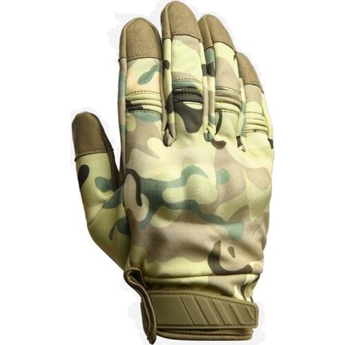 Soft Shell Waterproof Outdoor Camouflage Full Finger Gloves Men Riding Training Army Tactical Combat Mittens Can Touch Screen