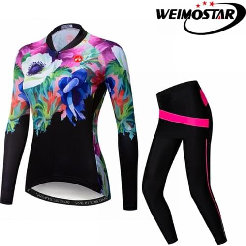 Weimostar Winter Long Sleeve Cycling Jersey Sets Women MTB Cycling Clothing Mountain Road Bike Jersey Sports Bicycle Jersey Wear