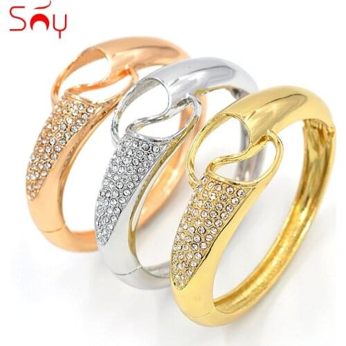 Sunny Jewelry Fashion Jewelry 2021 Cuff Bracelets Bangles For Women High Quality Exquisite Jewelry Zircon Heart For Party Daily
