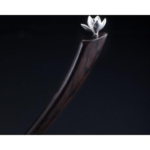 925 Sterling Silver Floral Hair Pins for Women Wood Wedding Accessories Bride Jewelry Hair Stick Hanfu Japanese Chinese Hairpin