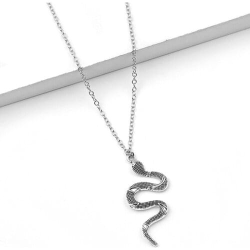 Women Men Alloy Jewelry Animal Snake Viper Cobra Pendant Short Chain Collar Necklace
