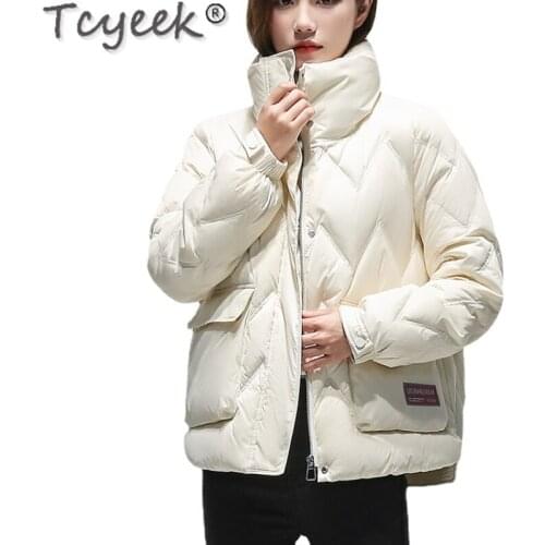 Tcyeek Womens Winter Down Jackets Stand-up Collar White Duck Down Coats Femme Short Korean Jacket Fashion Chaqueta Mujer SQQ418
