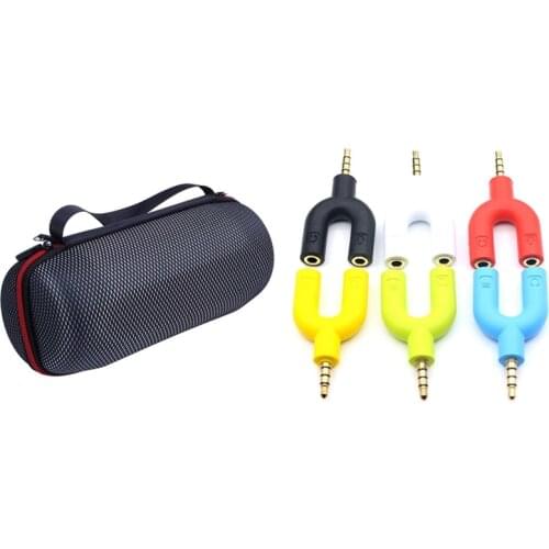 Hard EVA Carrying Case for JBL Charge3 & 3.5mm U Type Mic Audio Cable Splitter Adapter Converter( Random Color)