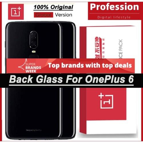 100% Original Back Battery Cover Rear Door Housing Case for OnePlus 6 With Camera Lens + Adhesive Tape Repair Parts