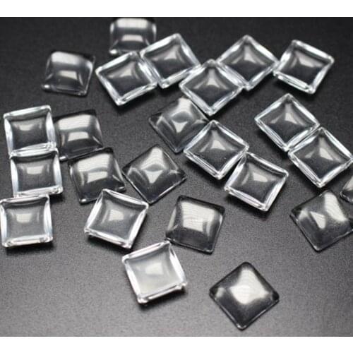 100 Transparent Clear Square Dome Flatback Glass Cabochon 10X10mm