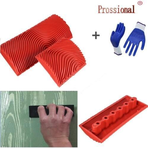 Top selling 2Pcs Imitation Wood Graining Paint Roller Brush Wall Painting Tool sets Wall Texture Art Painting DIY Tool Set