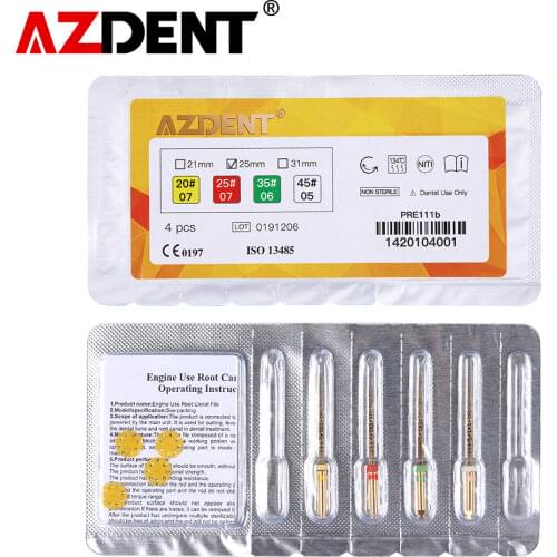 5 Packs AZDENT Dental Reciprocating Endodontic Root Canal Niti Primary File 25mm 4Pcs/pack 24#25#35#45