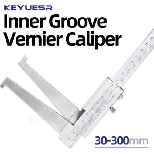 30-300mm Inner Groove Vernier Caliper Stainless Steel Long Jaw Inner Measuring Calipers Inner Diameter Measuring Tool 26-200mm