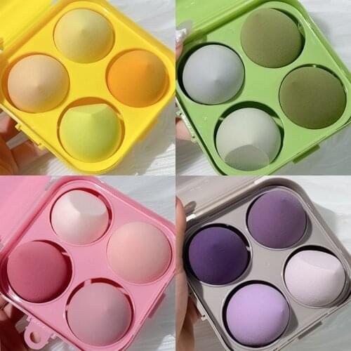 4pcs Makeup Blender Cosmetic Puff Makeup Sponge with Storage Box Foundation Powder Sponge Beauty Tools Women Make Up Accessories