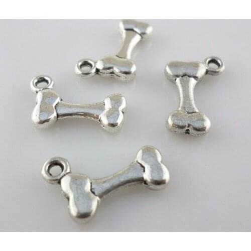 40pcs Tibetan Silver Dog Bone Charms Crafts Pendants Beads 10x15mm Jewelry Findings