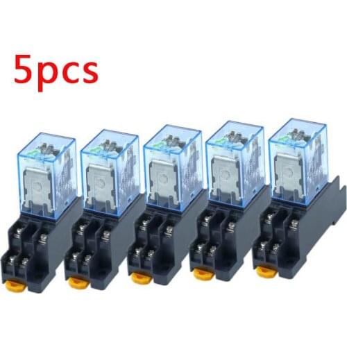 10Pcs 12V 24V DC 110V 220V AC Coil Power Relay LY2NJ DPDT 8 Pin HH62P JQX-13F with Socket Base