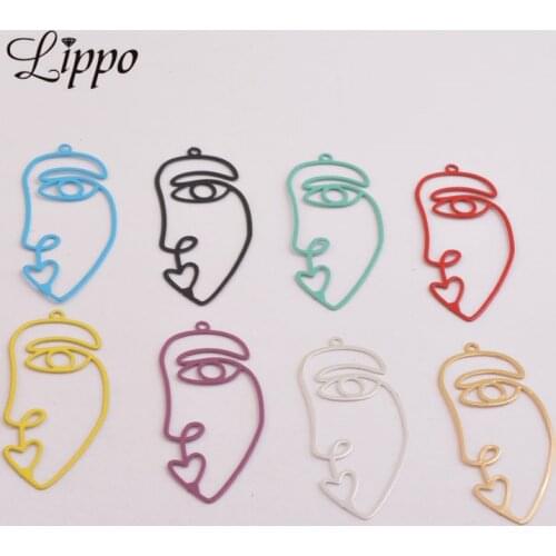 50pcs AC9607 15*38mm Creative Face Earrings Diy Handmade Charms Metal jewelry Pendant