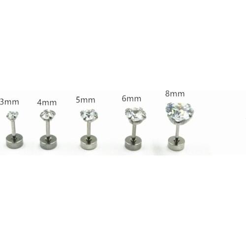 50pcs Body Piercing jewelry- Shine AAA CZ Fake Ear Plug Women/Men Earring Ear Studs Helix Cartilage Bar Ear Piercing 16G