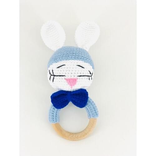 Amigurumi Organic Dental Kaşıyıcılı Rabbit Knit Rattle