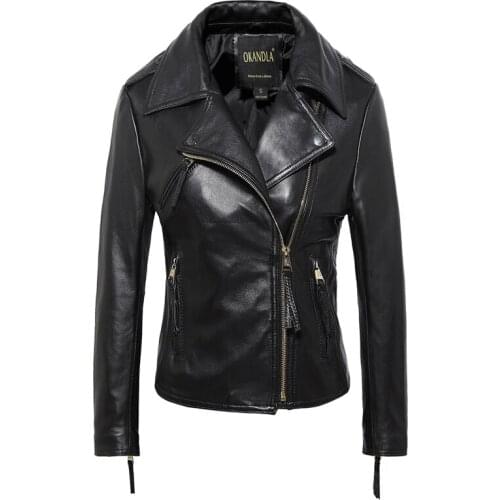Free shipping,Brand simple style Genuine leather womens casual jackets.plus size soft sheepskin jacket,sales.slim clothing