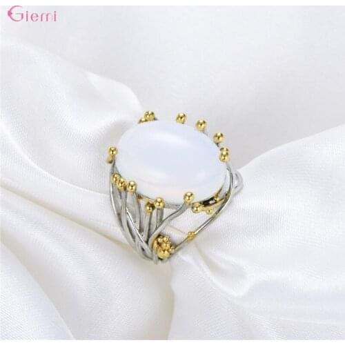 Big Oval Egg Moonstone S925 Finger Ring for Women Ladies Sterling Silver 925 Wedding Engagement Party Jewellery