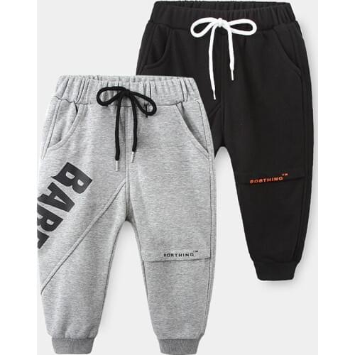 Boys Pants 2021 Spring New Childrens Casual Loose Sports Trousers Fashion Letter Print Cotton Soft Pants for Boy Kids Clothing