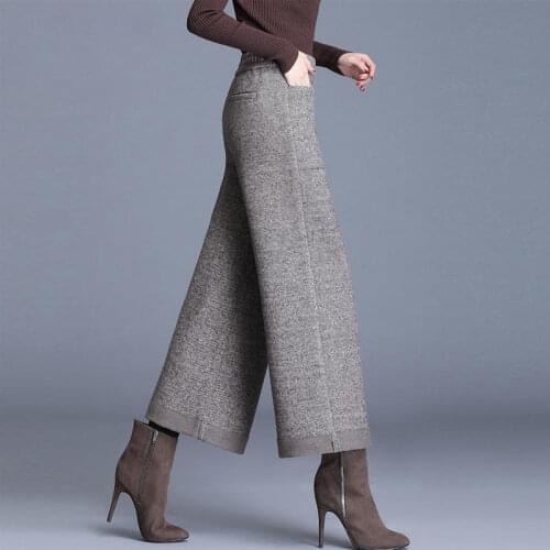 Wide Leg Pants Autumn Winter Women Thick Pant High Waist Ankle-length Pants Female Loose Casual Trousers Plus Size 5XL X675