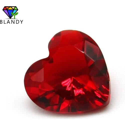 Factory Price 3x3~12x12mm Heart Cut Loose Red Color Glass Stone Synthetic Gems For Jewelry DIY Stone